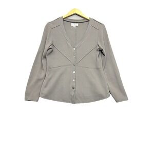 Neon Buddha Waffle Knit Gray Patchwork Long Sleeve Lagenlook‎ Button Shirt XS